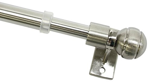 Gardinia 4146 Caféhausstange Meran Ø 8/10 mm, Metall, ausziehbar 40-60 cm, inklusiv 2 Träger, edelstahl-optik