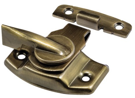 Prime-Line F 2566 Sash Lock, 1-3/4 and 1-1/2 In. Hole Centers, Fits Single/Double Hung Wood Windows, Steel w/Diecast Lever, Antique Brass-Plated, (Single Pack)