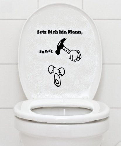 Im Stehen pinkeln verboten! Setz Dich hin... Aufkleber für WC Toilette 22x22cm B134-V (gelb)