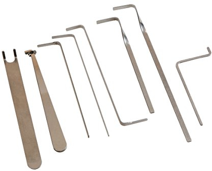 Multipick Tension Set for Lock Picking, 8 pcs Elite Multipick Original Lock Pick Tensioner, Ideal for Key Locks, Hobby Use, Chrome, Rectangular, 40.0 grams