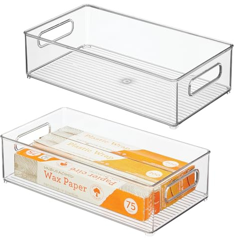 iDesign 70530M2EU Aufbewahrungsboxen für Kühlschrank Gefrierschrank Küche, 2 Stück, 20,32 x 10,16 x 36,83 cm, durchsichtig, plastik