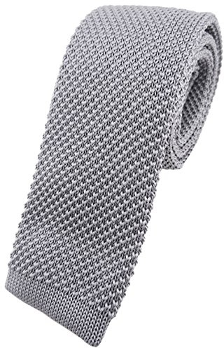 TigerTie hochwertige Strickkrawatte in einfarbig Uni - Modischer Look durch gerade abgeschnittene Unterseite