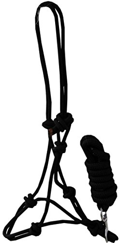 Knotenhalfter mit Führstrick schwarz Bodenarbeit Knotenhalfter mit Seil 035/108