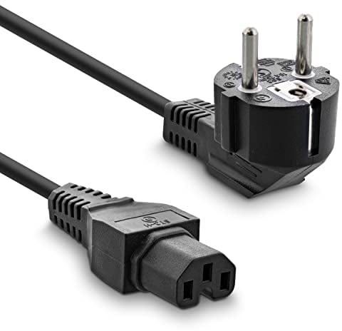 InLine 22098 - Cable de alimentación, Enchufe Schuko CEE-7/7, 90 ° a Toma IEC-320-C15, 1,8 m, Color Negro