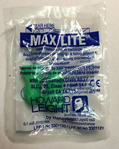 Howard Leight Max Lite, 25 Paar, paarweise verpackt, grün, SNR 34 dB, Gehörschutz, Ohrstöpsel Gehörschutz, Ohrstöpsel, Gehörschutz, Ohrstöpsel