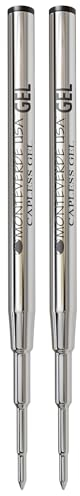 Monteverde Medium Point Capless Gel Refill for Montblanc Ballpoint Pens - Black (Pack of 2)