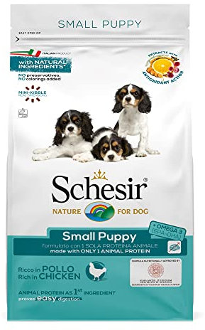 Schesir Dog Small Puppy Huhn, Hundefutter trocken für Welpen, Beutel, 2 kg