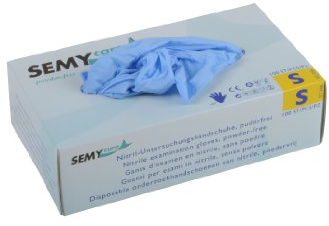 Semy Care Nitril-Untersuchungshandschuhe, puderfrei, Größe S, blau AQL 1.5, 10er Pack (10 x 100 Stück)