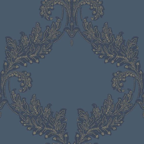 Ornament 5972 Designer Vliestapete Neo Barock Gold auf edlem Blau