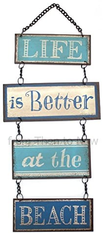 Placa decorativa de metal - La vida es mejor en la playa con diseño Vintage
