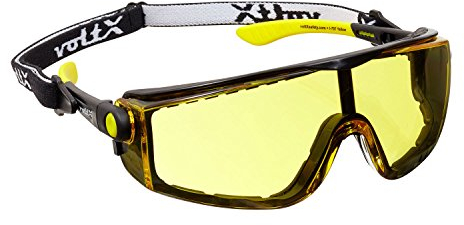 voltX 'QUAD' 4 in 1 - Occhiali di sicurezza - GIALLO - con inserto in gommapiuma e fascia rimovibile - certificazione CE EN166F