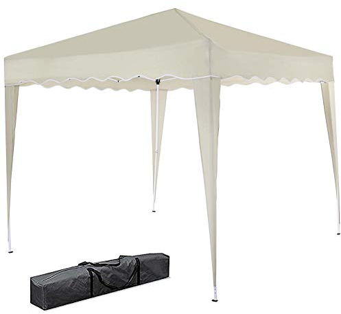 Bakaji Pavillon 3 x 3 m, faltbar, wasserdicht, zusammenklappbar, 3 x 3 m, Gartenzelt, wasserdichte Plane, Gestell aus Metall, Öffnung und Schließen mit Akkordeon, Modell Ikia (Ecru)