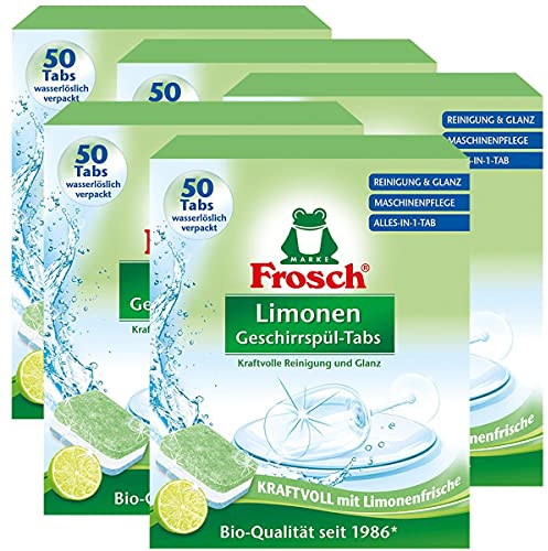 Frosch Limonen Lot de 5 tablettes pour lave-vaisselle 50 tablettes