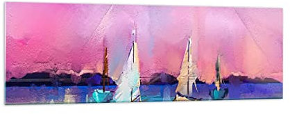 Panorama Bilder auf Glas 160x50cm Glasbild Segelboot See Groß XXL Wanddeko Bild im Glas Schlafzimmer Küche Wandbilder Dekoration Wohnzimmer Modern Wall Decor Wand Kunstdruck Art GAB160x50-4099