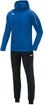 JAKO Trainingsanzug Damen Polyester Classico mit Kapuze Royal Gr. 44 - Jogginganzug 2-teilig für Sport und Alltag, Jogginghose & Trainingsjacke