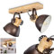 Deckenleuchte Orny, Deckenlampe aus Metall/Holz in Anthrazit/Weiß/Braun, 2-flammig, mit verstellbaren Strahlern, 2 x E27-Fassung, Spot im Retro/Vintage Design, ohne Leuchtmittel