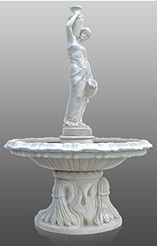 Casa Padrino Fontaine baroque Femme avec des cruches d'eau Ø 145 x H. 225 cm - Fontaine de Jardin, Couleur:Blanc