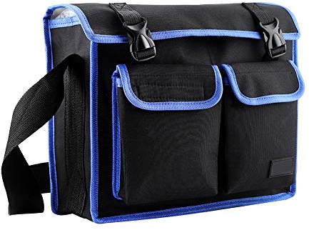 Focket Multifunktionale Werkzeugtasche, verdicktes Oxford-Tuch Große Kapazität Verschleißfeste Werkzeuge Umhängetasche Organizer mit Mehreren Taschen für Elektriker-Installateure(Blau)