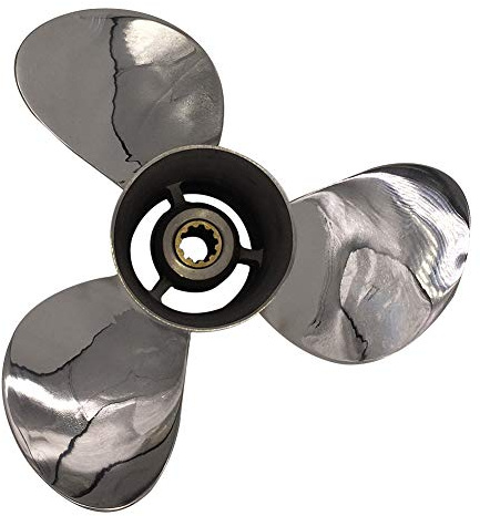 Arkdoza Propeller aus hochglanzpoliertem Edelstahl, 24,4 cm, RH Requisiten für Yamaha 20–30 PS, Außenbordmotor, gepresst in Gummilabe, 24,7 cm (Durchmesser) x 33 cm (Teilung)