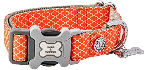 HUGO & HUDSON Hundehalsband, verstellbare Sicherheitsschnalle, Orange, XS