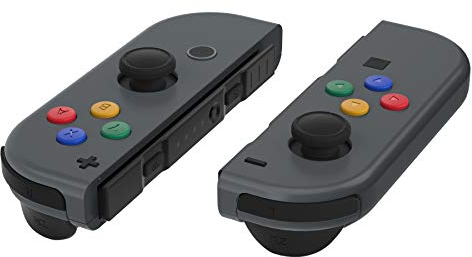 eXtremeRate Ersatz Buttons Set für Nintendo Switch Joycon, Matt DIY-farbige Knöpfe & Tools, Tasten Ersatzteile für Switch OLED Joy Con(Rot Gelb Blau Grün)-Ohne Joycons