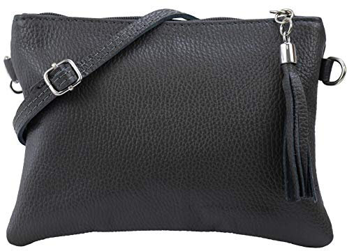 SH Leder Echtleder Umhängetasche Clutch kleine Tasche Abendtasche 22x15cm Anny G248 (Dunkelgrau)