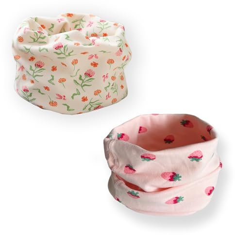 2 Stück Loop Kinder Baumwolle Herbst Winter Schal Baby Loop Hals Wärmer Mädchen und Junge (Mädchen B-2)