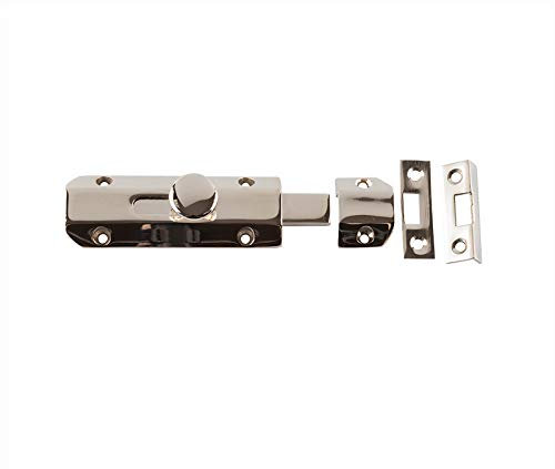 Jedo 100mm (4) Heavy Duty Sliding Surface Door Lock Bolt for Internal and External Doors and Windows (Polished Chrome)