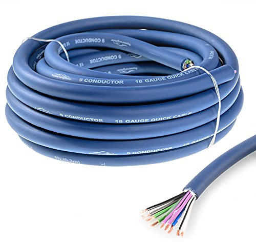 TOPSTRONGGEAR 20 Feet 9-Conductor Speaker Cable, 18AWG 100% OFC, 4-Channel Speaker Wire and Remote Wire (18 Gauge)