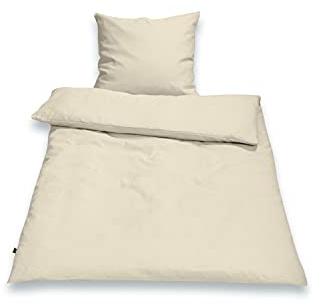 SETEX Halbleinen-Bettwäsche, 135 x 200 cm, Bezug für Bettdecke im Set mit Kissenbezug, 55 % Leinen, 45 % Baumwolle, Weiches Soft Washed Finish, 2-teiliges Bettwäsche-Set, Puderbeige