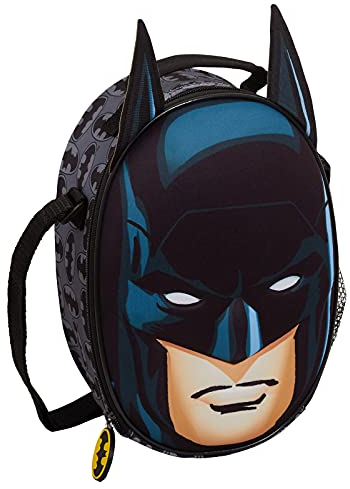 DC Comics Lonchera térmica de Batman para niños, lonchera 3D para niños, bolsa de almuerzo térmica de viaje con soporte para bebidas, caja de sándwich fresca caliente o fría, bolsa térmica de Batman