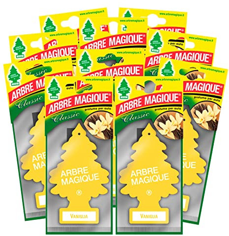 Arbre Magique Mono, parfum de voiture, parfum vanille, parfum sucré et tropical, durée jusqu'à 7 semaines, fabriqué en Italie, lot de 10 pièces