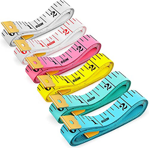 Lot de 6 mètres ruban à mesurer doux pour le corps, double échelle, petit tissu, couture, couture, tissu, taille rose, pour les mesures corporelles, perte de poids, 150 cm