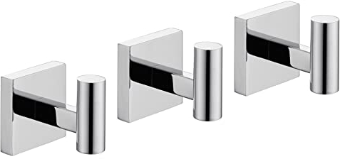 KOKOSIRI Robe Hook Bathroom Towel Coat Hooks for Bath Kitchen Wall 3 Pack Chrome Stainless Steel B1013CH-P3