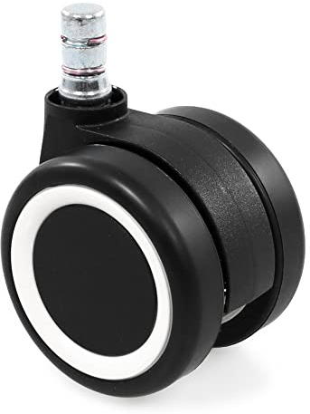 hjh OFFICE 619048 5er Set Hartbodenrollen 11mm / 60mm ROLO Color 60 Schwarz/Weiß Leise Drehstuhlrollen, Rollen für Bürostuhl