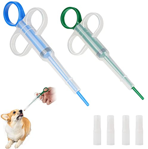 2er-Pack Tablettengeber für Katzen kleine Haustiere Pillen Flüssigkeiten | Mit 4 Silikon-Zubehörteilen