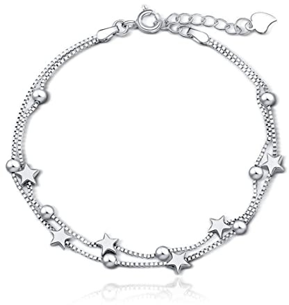 LEEQ frauen armband - 2 in 1 Armband Damen Silber - Geschenke für Frauen - Armband mit Sternenmotiv, Weihnachtsgeschenke für Frauen