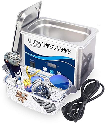 Nettoyeur à ultrasons Professionnel 800 ML, Nettoyeur de Bijoux 60 W avec minuterie numérique, Fonction de dégazage, pour Lunettes/Bijoux/Montre/dentier/Diamant, etc.