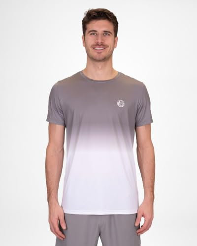 BIDI BADU Herren Crew Gradiant Tee - Grey, White, Größe:S