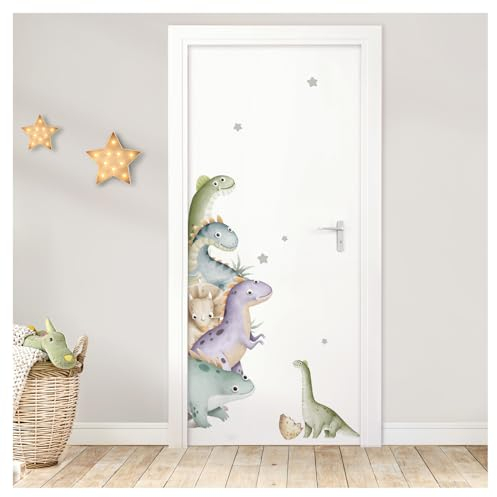DEKO KINDERZIMMER Türaufkleber Dinosaurier Wandsticker mit Name für Kinderzimmer Tür Sticker Wandtattoo Babyzimmer Wandaufkleber selbstklebend DK1119-01