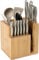 KitchenEdge Magnetischer Messerblock aus Bambus und Kochutensilienhalter, schlanke Aufbewahrung für Kochmesser, Steakmesser, Spatel, Scheren, rutschfeste Gummifüße, leicht zu reinigen