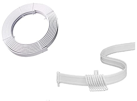 Streamline White PVC 420cm Bendable Straight & Bay Window Coiled Curtain Track Set