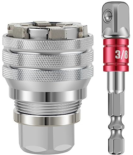 Universal Adjustable Socket Wrench, Fits for Standard Metric 10-19mm, Magic Sleeve Sturdy Steel Drive Socket, High Torque Tool for Racket Hand Drill