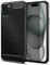 Qiinogow Case Compatible with iPhone 15 Plus, Slim Fit Phone Cover with Shock-Absorption, Carbon Fiber TPU Rubber Protective Case, Black