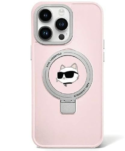 Karl Lagerfeld KLHMP15SHMRSCHP Hülle für iPhone 15 6.1 Rosa hardcase Ring Stand Choupette Head