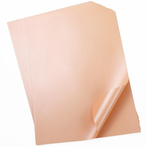 50 Blatt DIN A4 Perglanz-Papier Rosengold-Metallic, Bastelpapier mit Perlmutt-Schimmer, 120 g/m²
