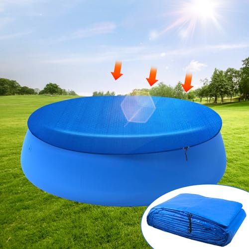 POSENOOR Swimming Pool Cover, Round Pool Cover 6/8/10/12/15 FT for In-Ground and Above-Ground Round Swimming Pools, Use Sun to Heat Pool Water Easy Set Outdoor Backyard Swimming Pool Cover (8 FT)