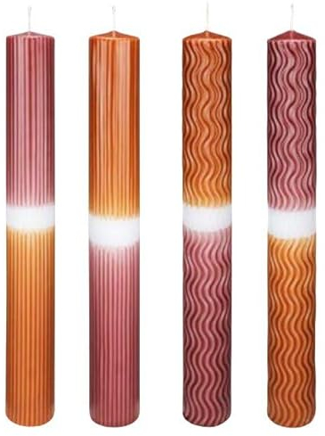 Kerzen DIY Waves Ahorn-Cognac 250 x Ø 30 mm 4er Set