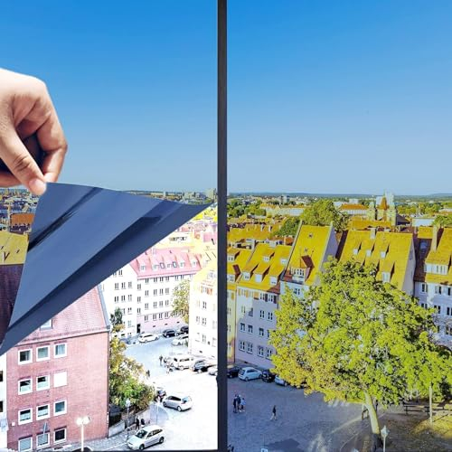 Vinilos Para Ventanas Efecto Espejo, Lámina De Espejo Autoadhesiva, Lámina Protector Solar Privacidad, Vinilo Ventana Protector Solar Privacidad, Anti 99% UV Para Hogar, Oficina ( Color : Blue , Size