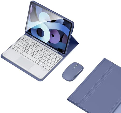 GUPENAA Custodia con Tastiera per iPad Air 13 Pollici (M2) 2024 (A2898, A2899, A2900) con Touchpad, Portamatite Incorporato, Tastiera Bluetooth Wireless Rimovibile Magnetica con Mouse,Viola